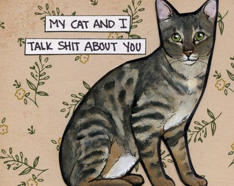 Talk Shit cat wall art print