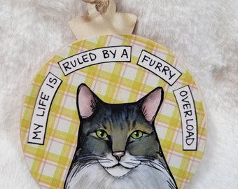 Furry cat ornament