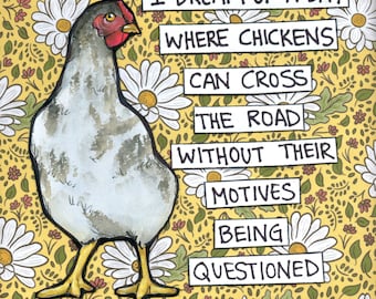 Cross The Road, chicken wall art print