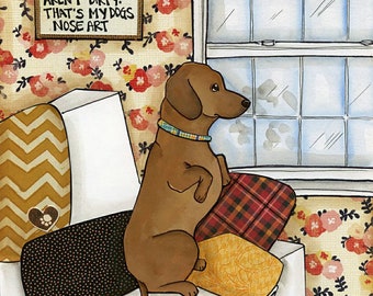 Nose Art, dachshund dog wall art print