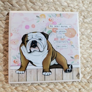 Spirit Animal Bulldog decorative coaster tile