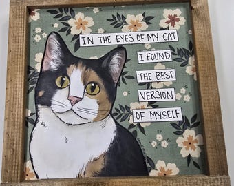 ORIGINAL Best Version, mixed media cat painting