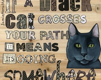 A Black Cat, cat art print