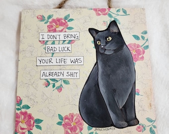 ORIGINAL hand painted Bad Luck cat #6