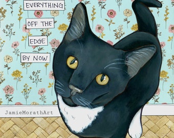 Off The Edge, cat wall art print gifts