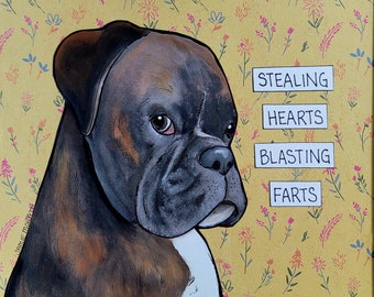 Stealing Hearts Boxer dog wall art print