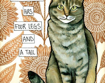 My Shadow, tabby Cat wall art print