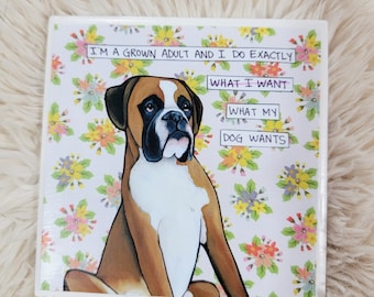 Grown Adult Boxer dog tile