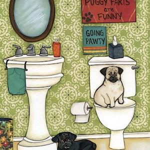 Puggy Farts, Pug dog wall art print