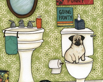 Puggy Farts, Pug dog wall art print