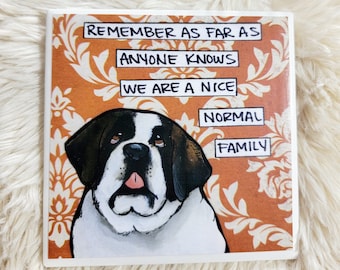 Normal Family St Bernard coaster tile