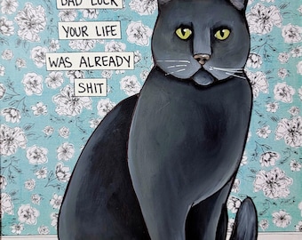 Bad Luck cat wall art print gifts