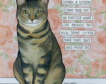 Move On #3, cat wall art print gifts