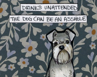 Unattended Schnauzer dog wall art print