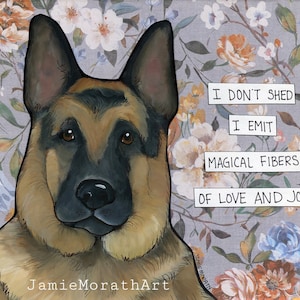 Magical Fibers, German Shepherd dog wall art print gifts