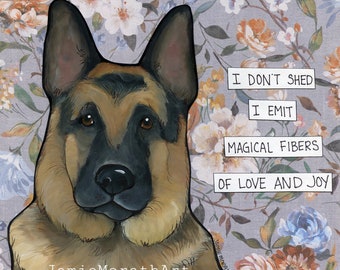 Magical Fibers, German Shepherd dog wall art print gifts