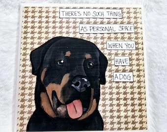 Personal Space, Rottweiler dog decorative coaster tile