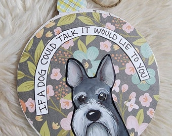 Schnauzer dog handpainted ornament