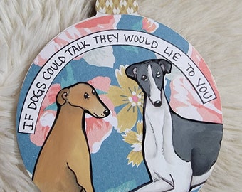 Greyhound dog handpainted ornament