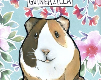 Guineazilla, guinea pig wall art print