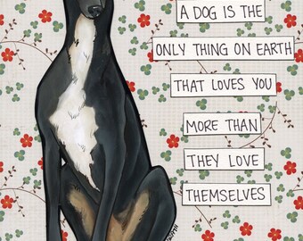 Love Themselves, Greyhound dog wall art print. Great gift ideas for dog lovers.