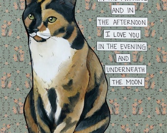 I Love You, cat wall art print gifts