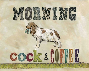 Spaniel Cock and Coffee dog art print