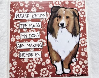Making Memories, Sheltie dog decorative coaster tile
