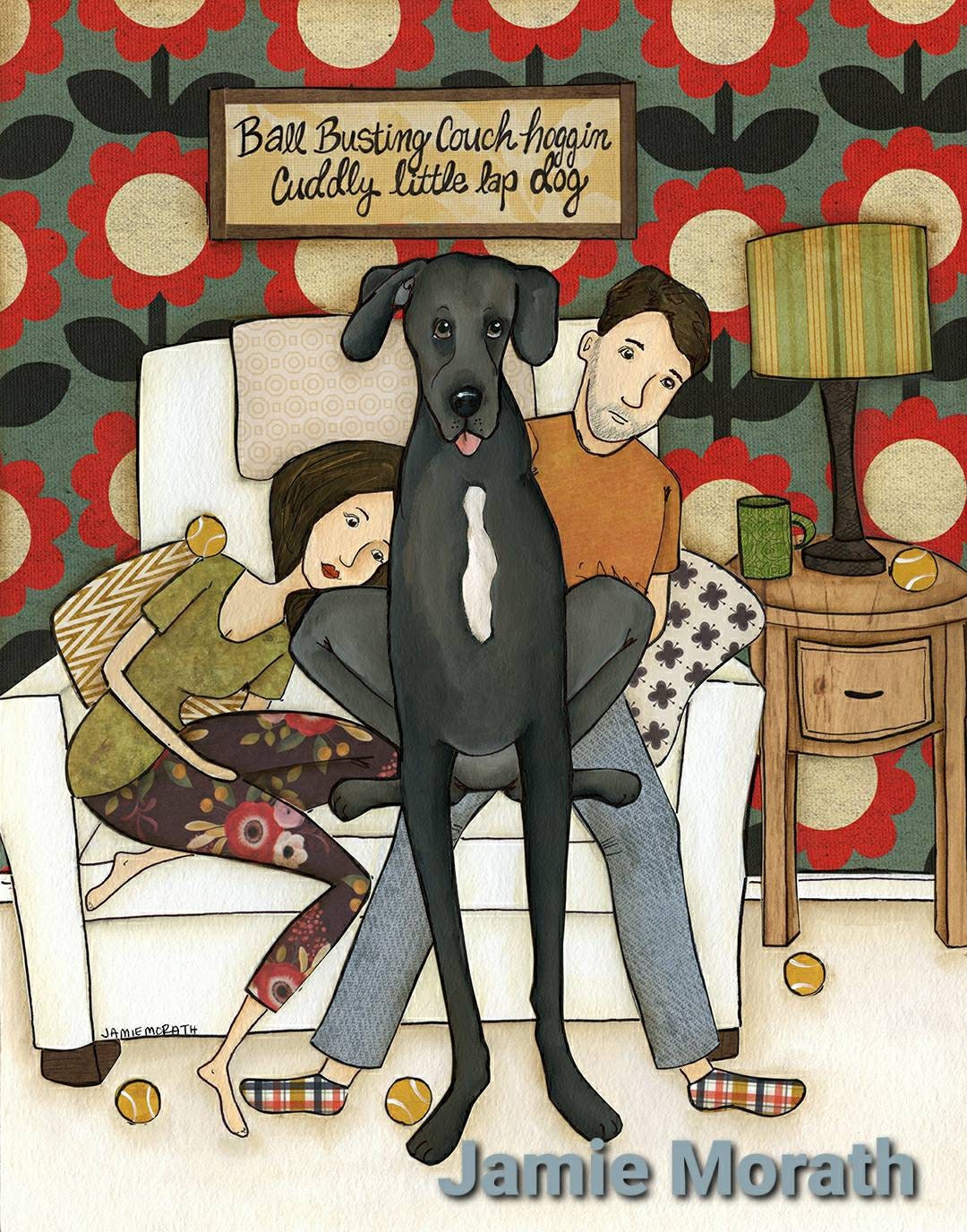 Ball Busting Great Dane Dog Wall Art Print - Etsy UK
