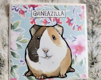 Guineazilla guinea pig decorative coaster tile