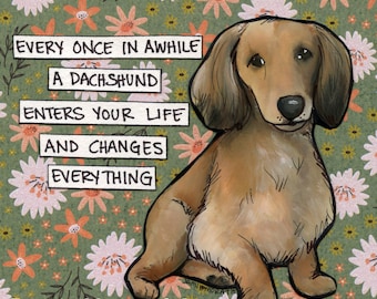 A Dachshund, dog wall art print gifts