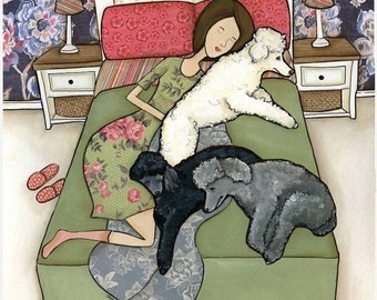 Napping Poodles wall art print