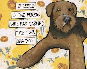 Blessed, Airedale Terrier dog wall art print gifts. Great gift ideas for Airedale lovers.