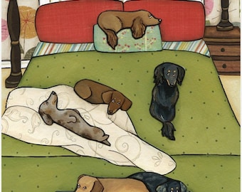 Kiss Goodnight, dachshund dog wall art print