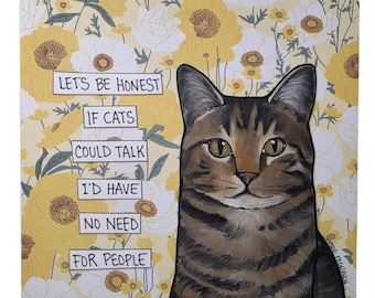 LET'S BE HONEST, cat handmade wall art sign