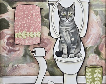 Personal Stalker Cat, bathroom wall art print
