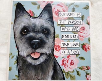 Blessed, Cairn Terrier dog decorative coaster tile