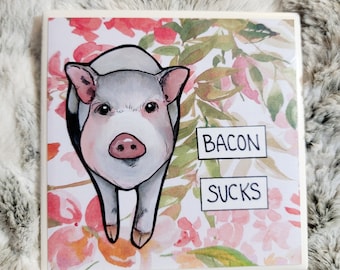 Bacon Sucks pig decorative coaster tile