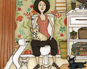 ORIGINAL PAINTING, Chihuahua Mom, dog art