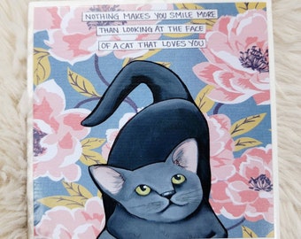 Makes You Smile cat ceramic tile