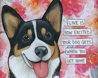 Love Is, Corgi dog wall art print gifts