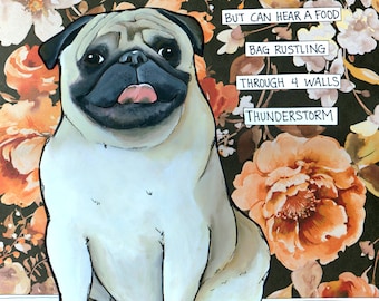 Food Bag, pug wall art print