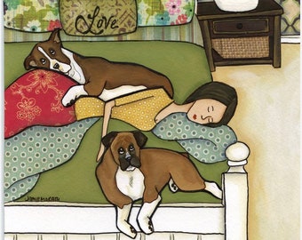 Boxer Love, dog wall  art print gift