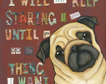 Staring At You, Pug dog wall art print