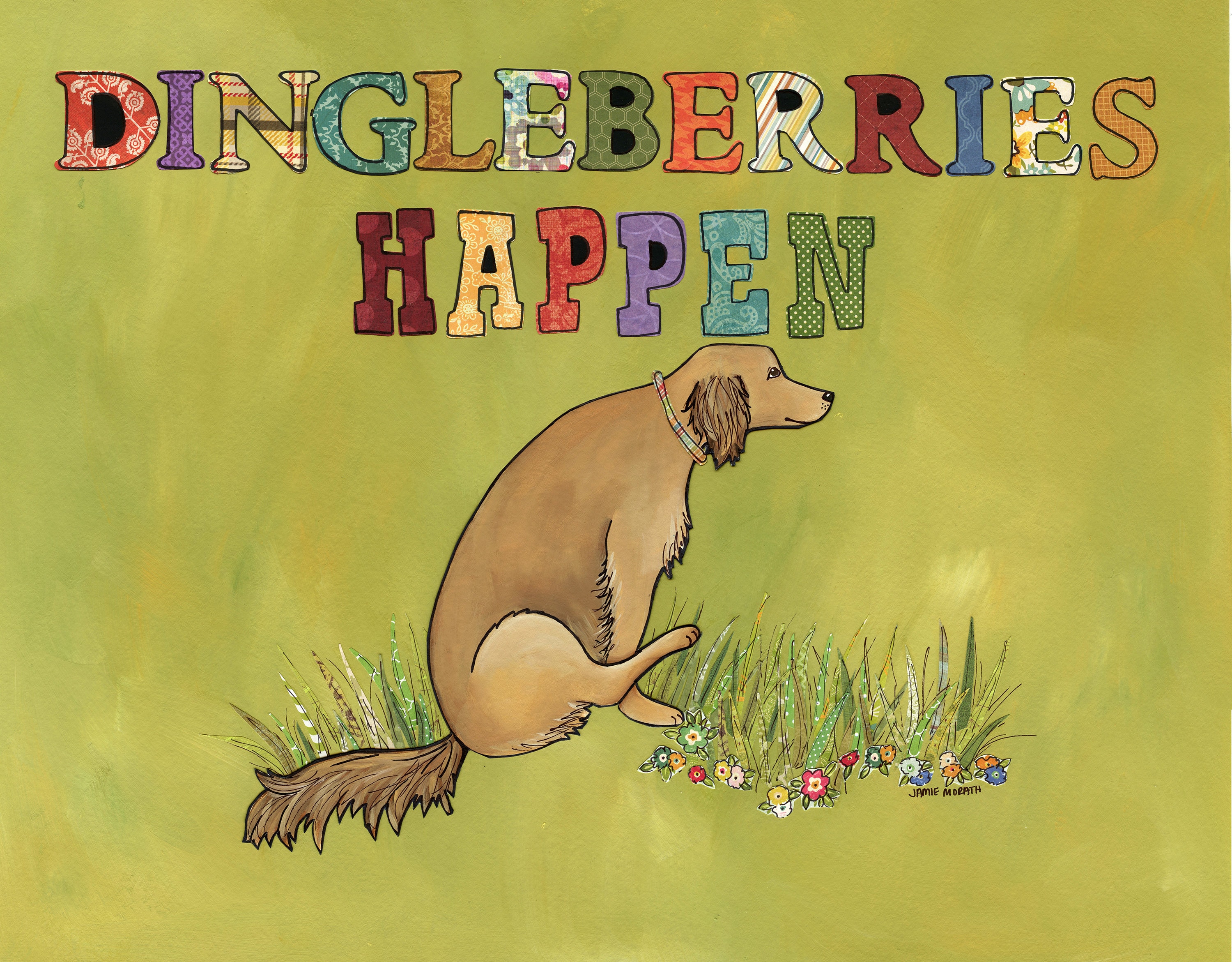 Dingleberries Happen, Golden Retriever dog wall art print