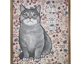 LOVE ME CAT, handmade cat sign