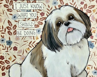 Not Bossy, Shih Tzu dog wall art print