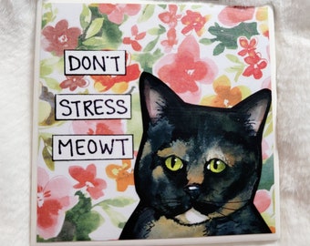 Meowt cat decorative coaster tile