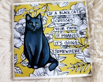 A Black Cat decorative tile