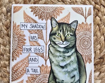 My Shadow, cat decorative coaster tile